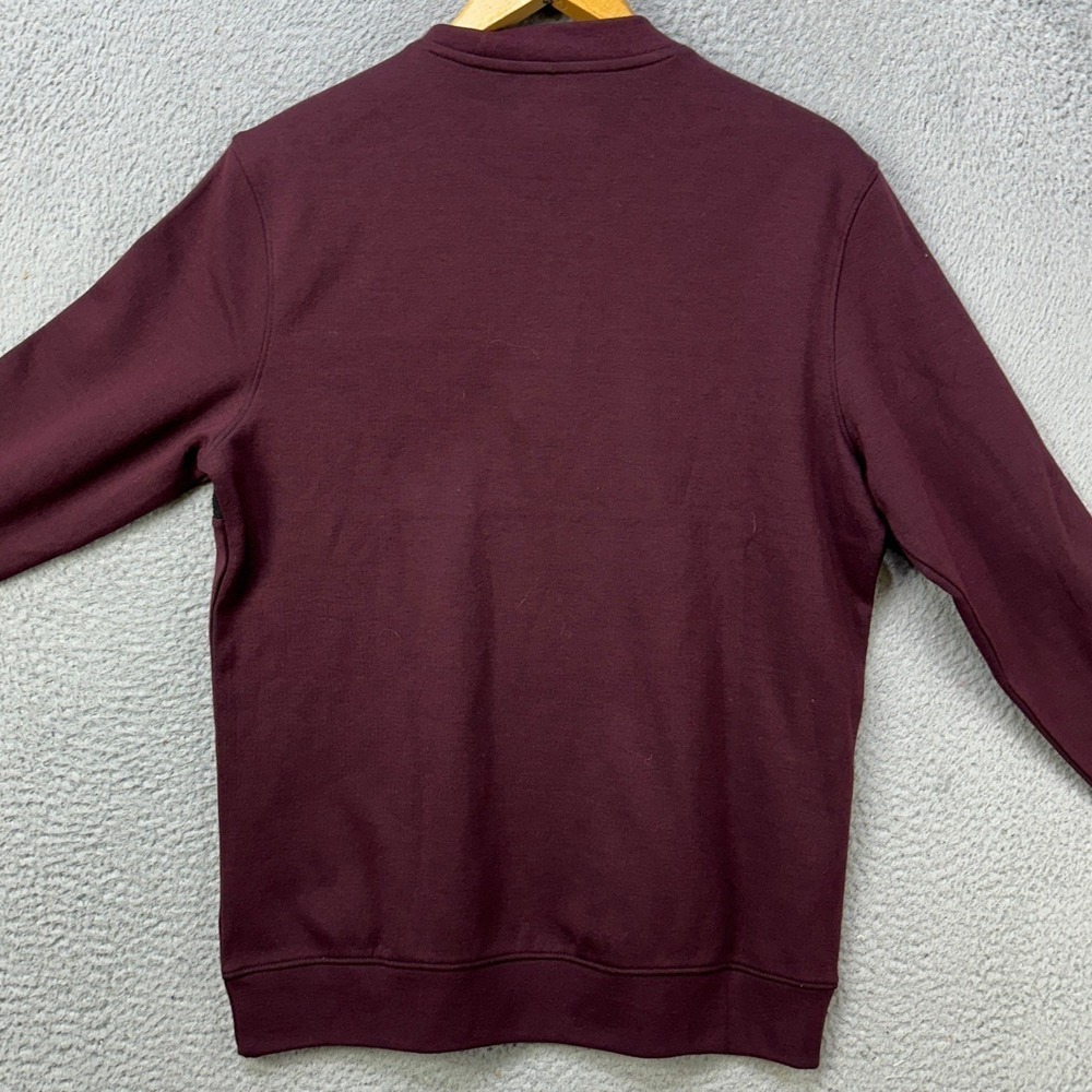 NEW Alfani Men Medium Sweatshirt Pullover Maroon Quarter Zip Stretch Lightweight - Picture 2 of 8